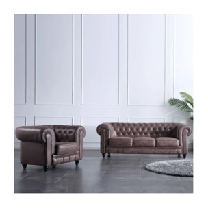 Sofá Chester 3 plazas tejido Marrón vintage