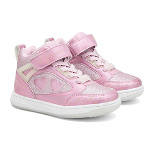 Zapatillas Altas De Luces De Niña Con Corazones