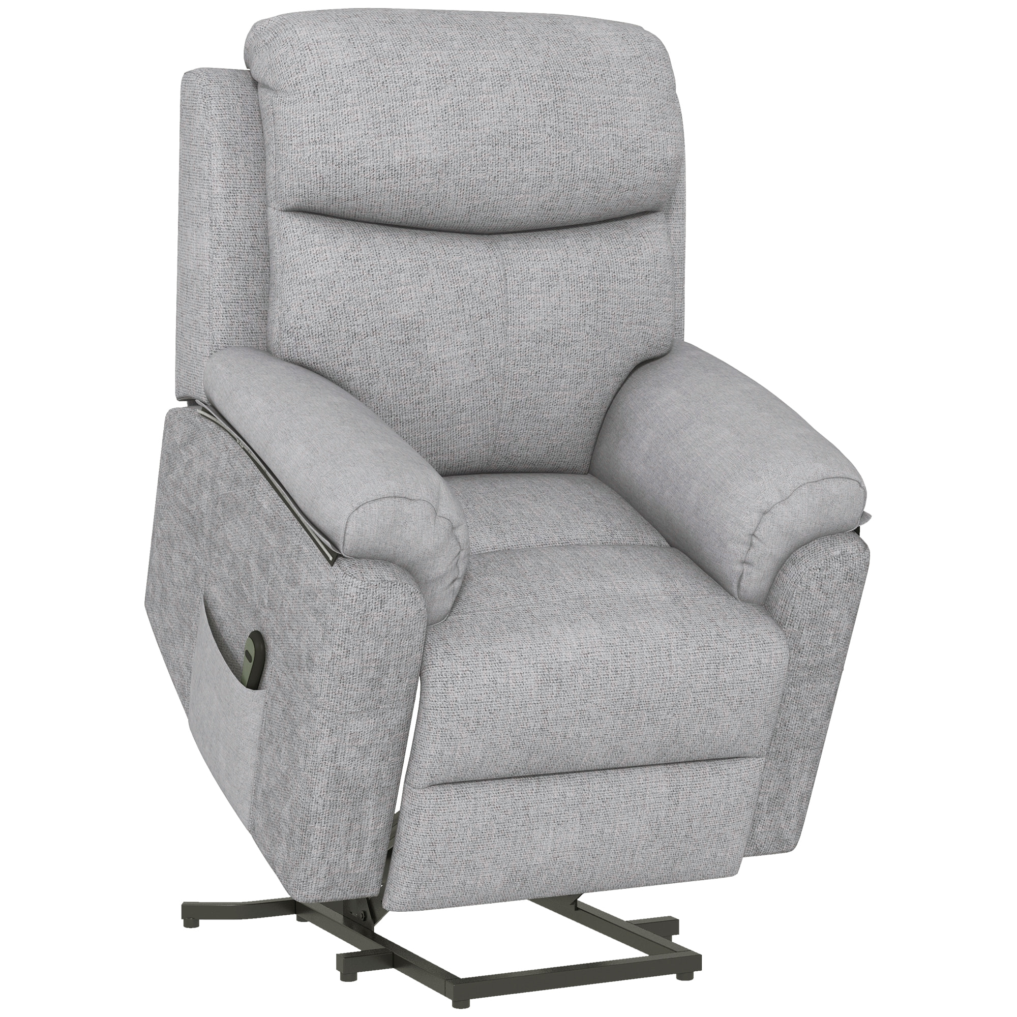 Fauteuil de massage releveur électrique - fauteuil inclinable avec repose-pied ajustable, télécommande - tissu aspect lin gris