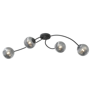 Lampada a sospensione Vibra in acciaio nero grafite e vetro