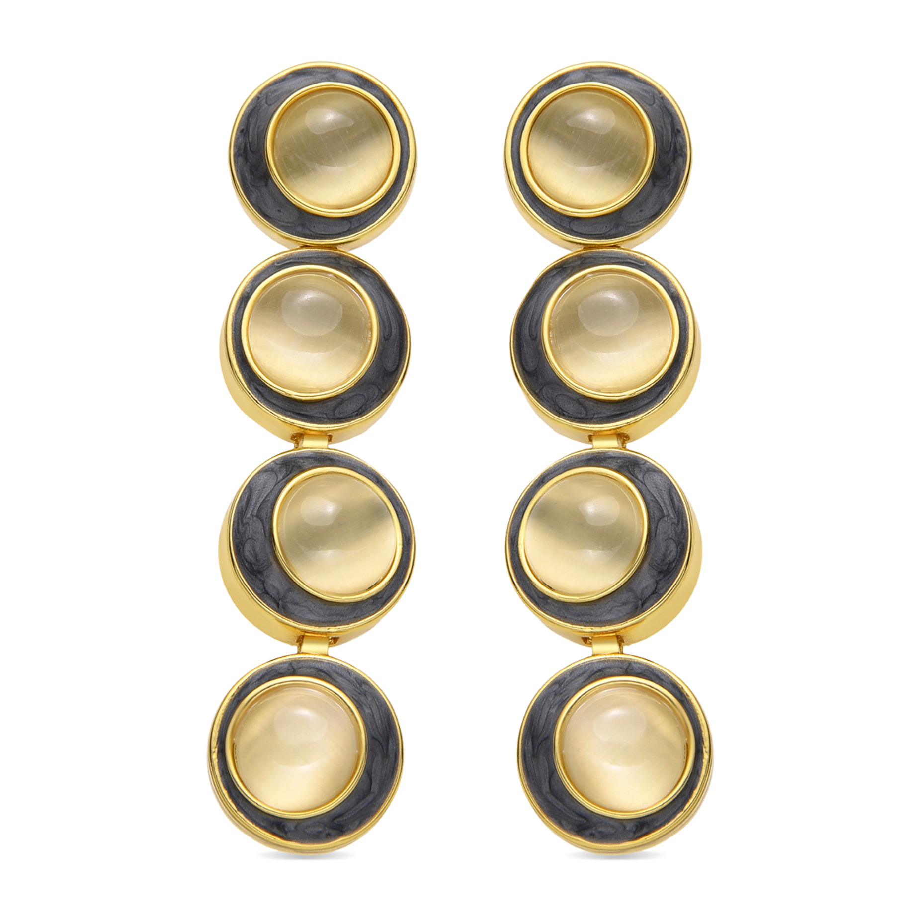 Pendientes con Ojo de Gato acabado oro 18k