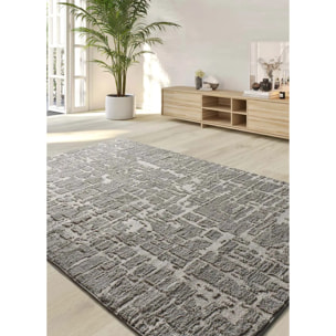 LIMA Alfombra shaggy estilo escandinavo con relieve gris claro, varias medidas disponibles