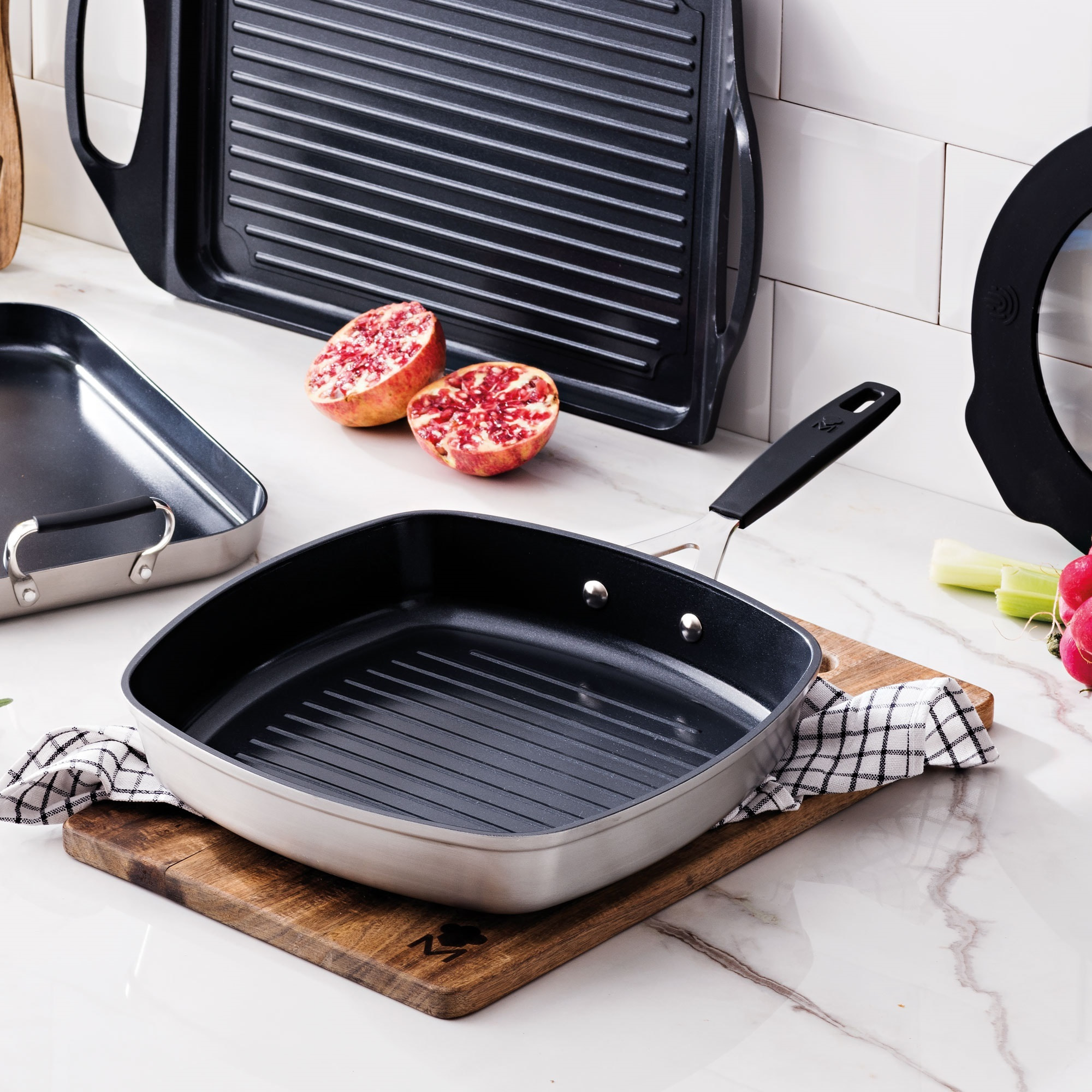 Sarten asador 28x28cm aluminio forjado inducción smart