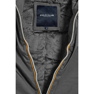 Gilet grigio scuro leggero con cappuccio fisso e particolari Polo Club