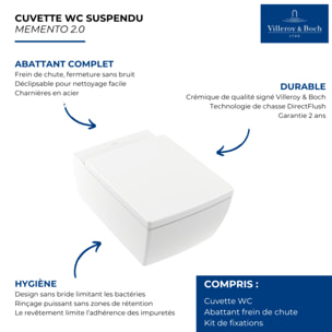 WC suspendu sans bride Memento 2.0 + abattant