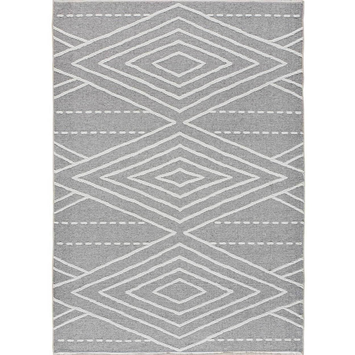 LUX Alfombra geométrica en estilo étnico en color gris, varias medidas disponibles.