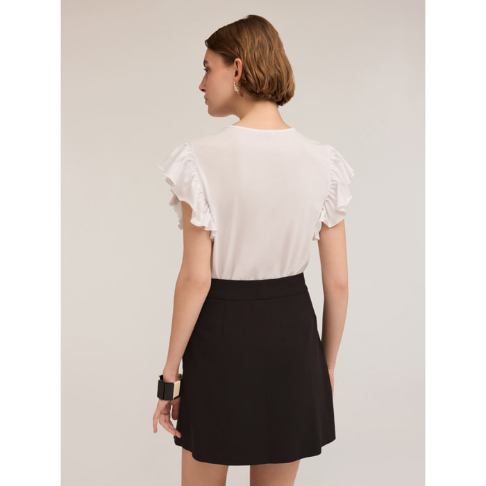 Motivi - T-shirt con scollatura gioiello - Bianco
