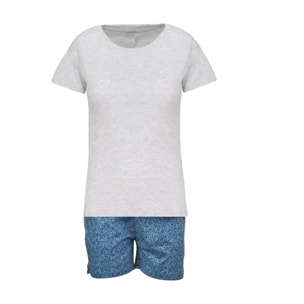 Pigiama leggero DONNA cotone microfantasia blu