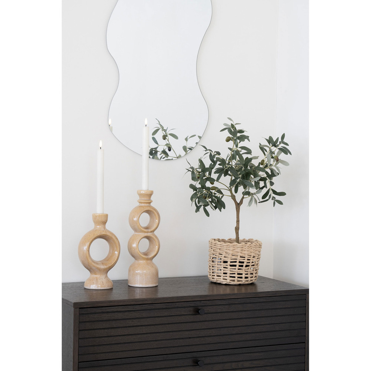 Ulivo artificiale in vaso nero H61 cm