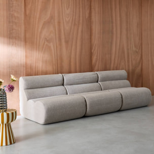 Lot de 3 chauffeuses bouclette texturée beige 1 place - L 81 x P 99 x H 75cm - Nova