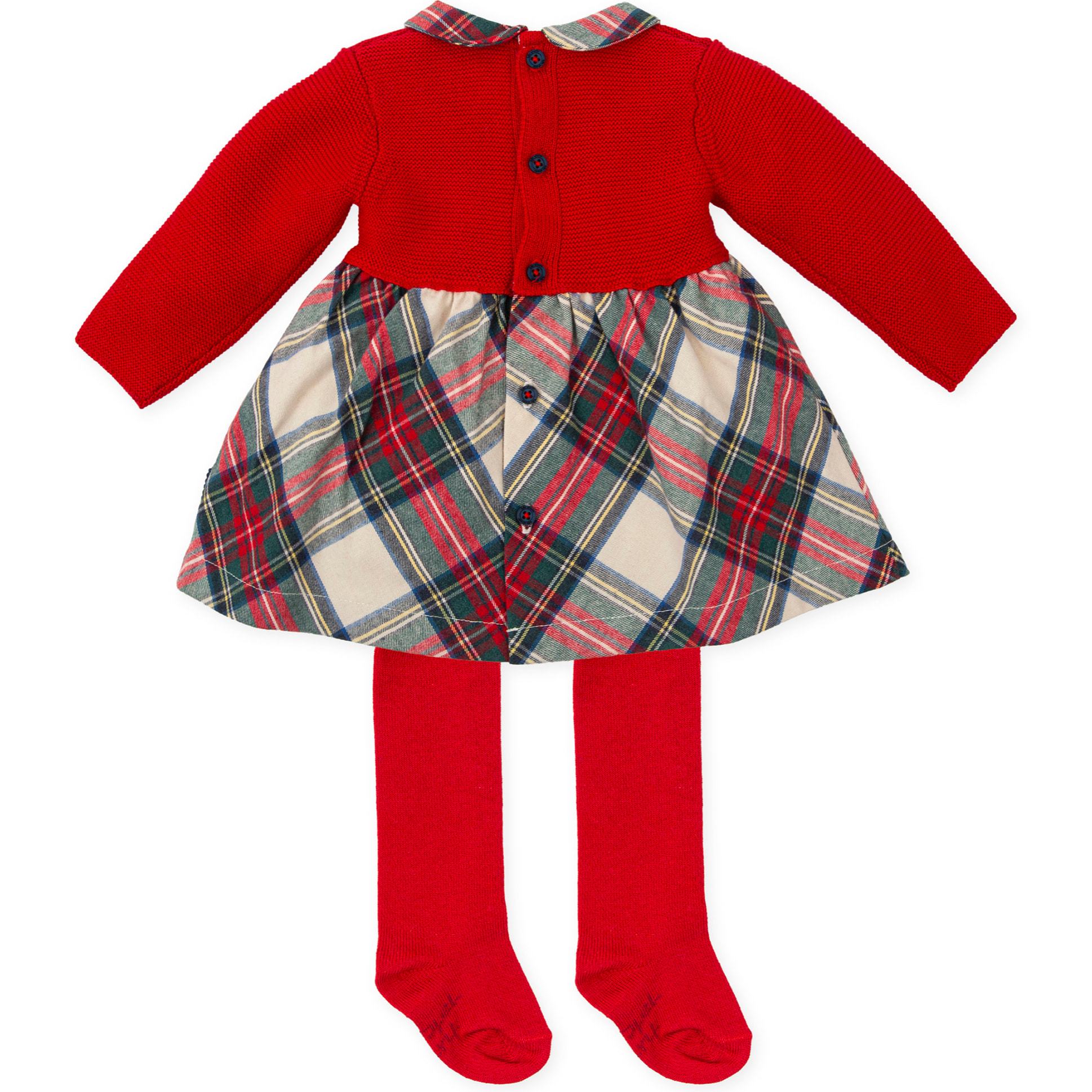 Vestido con leotardos . - Rojo