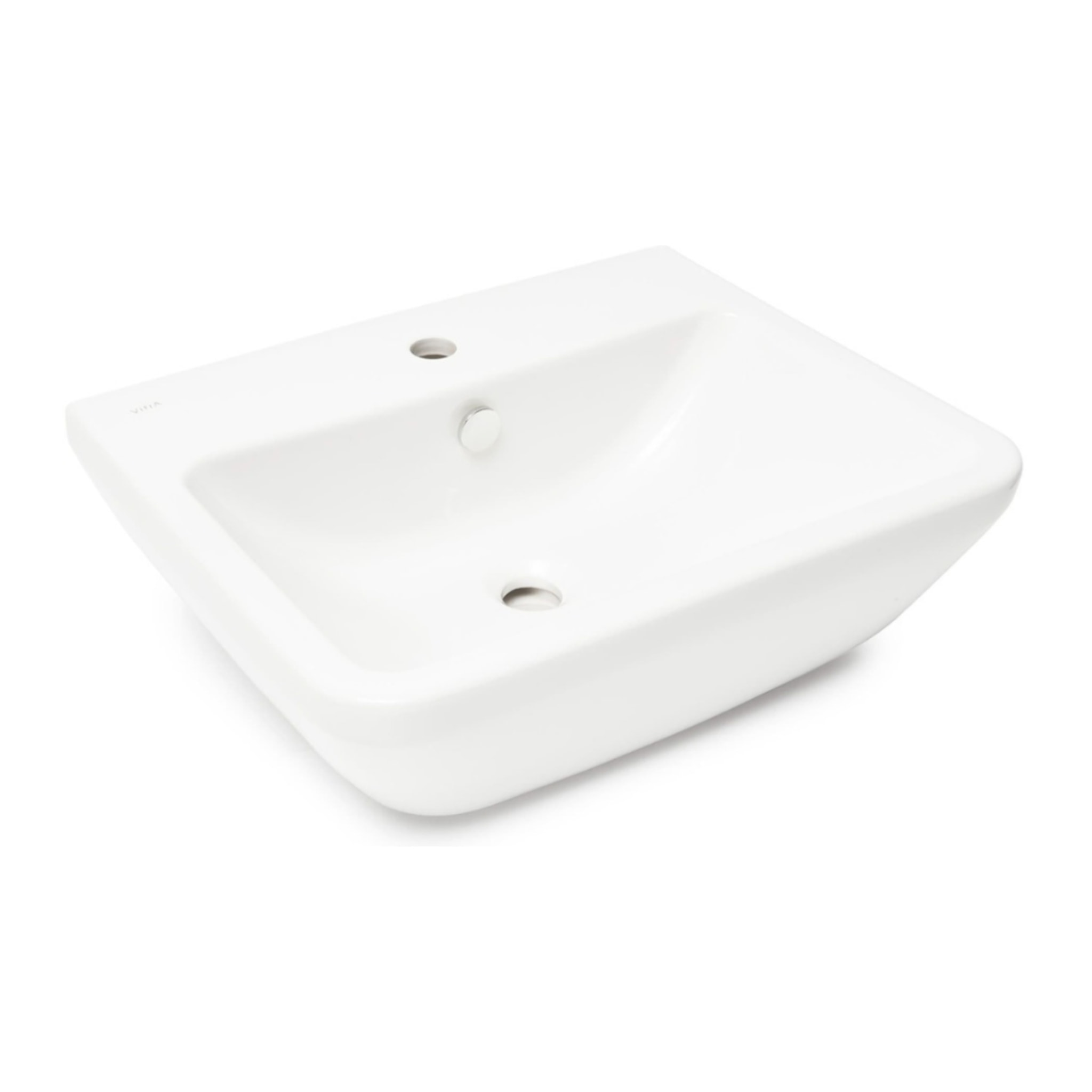 Integra 55x45x19 cm lavabo suspendu en céramique, trou pour robinetterie au milieu, avec trop-plein, blanc (7049-003-0001)