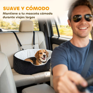 Asiento de Coche para Perros Pequeños y Medianos, Asiento de Coche para Mascotas de hasta 15 kg con Funda Extraíble y Lavable, Cama de Viaje con Cinturón de Seguridad y Base Antideslizante