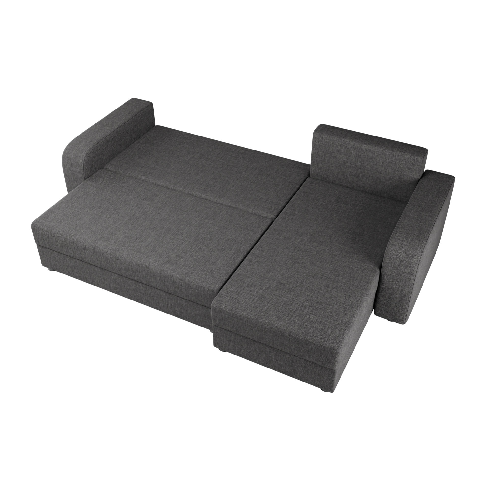 Harvey - Canapé d'angle réversible 4 places convertible avec coffre en tissu - Gris foncé