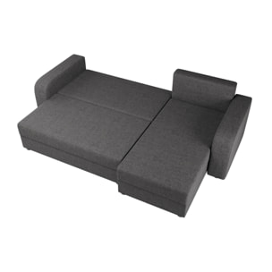 Harvey - Canapé d'angle réversible 4 places convertible avec coffre en tissu - Gris foncé