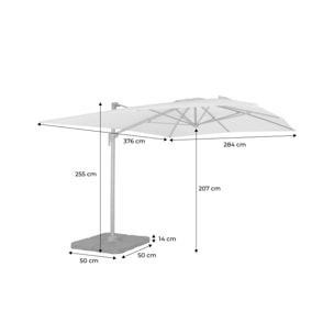 Parasol déporté rectangulaire 3x4m + dalles à lester 50x50cm ANTIBES + DALLES