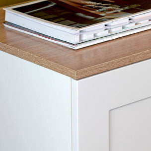 Credenza bianca con top in legno 120x82,5x40 cm