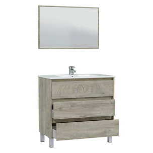 Mueble baño devin 3c 100cm color alaska con espejo, sin lavabo