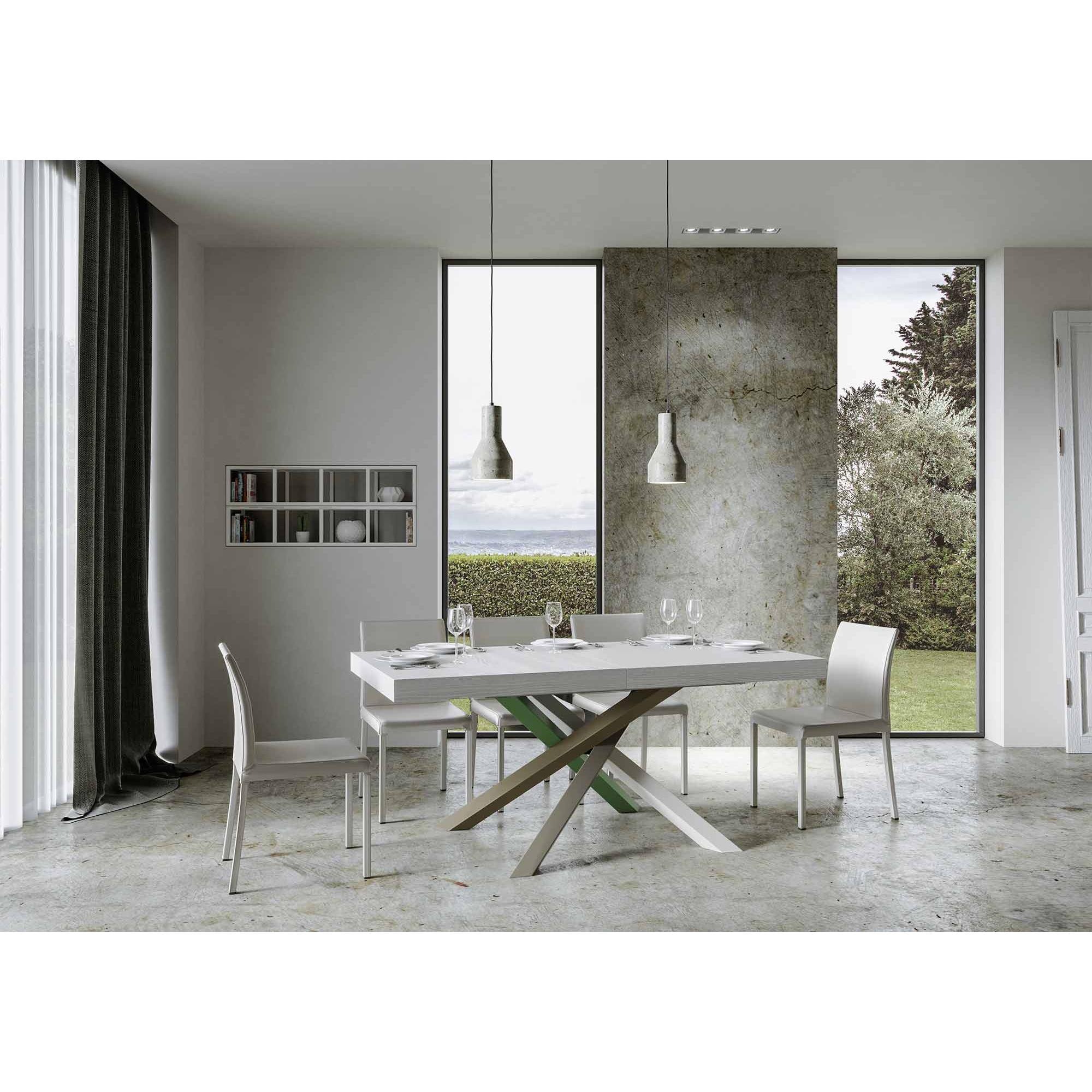 Mesa extensible 90x180/284 cm Volantis Fresno Blanco estructura multicolor 4/A