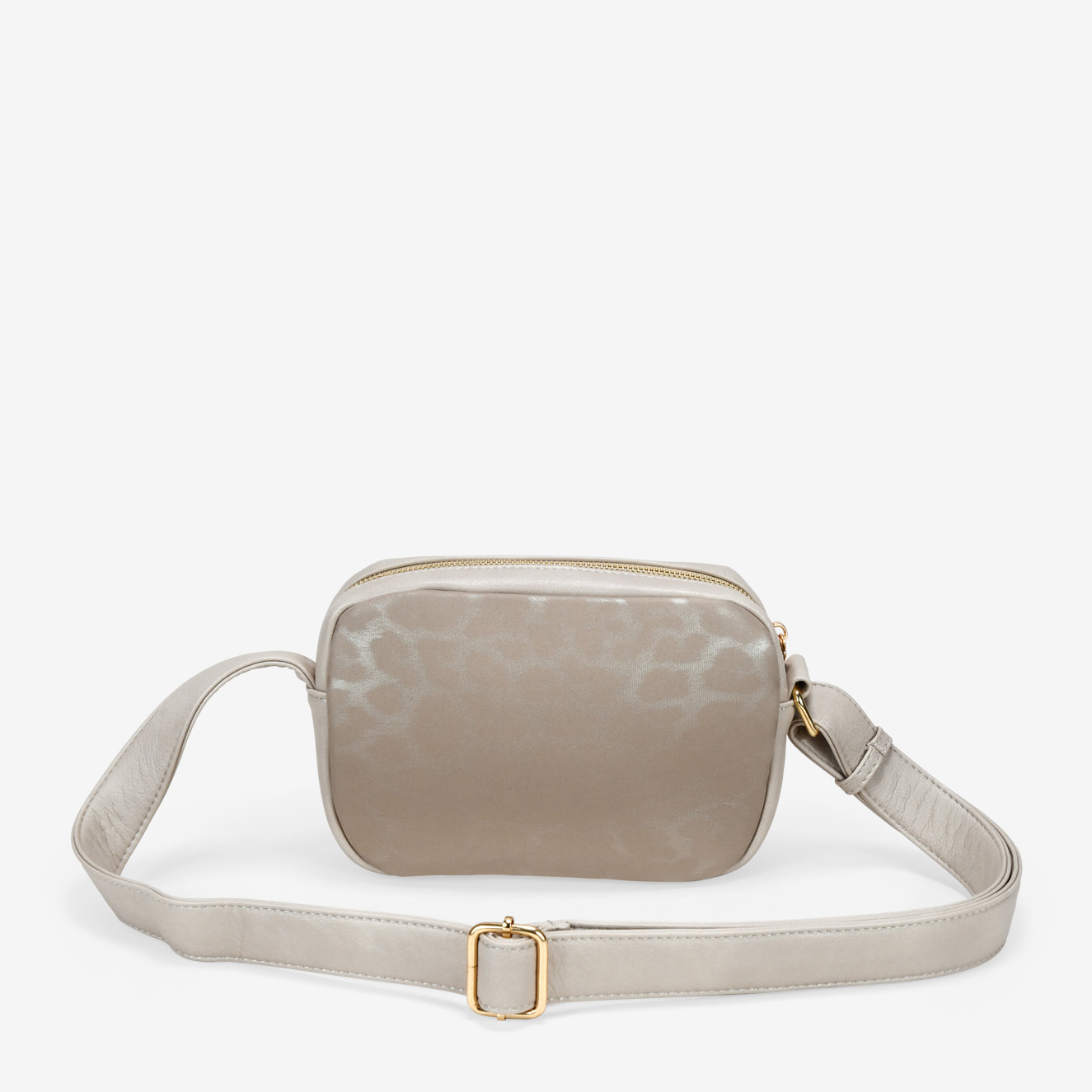 Bolso bandolera taupe con grabado de leopardo