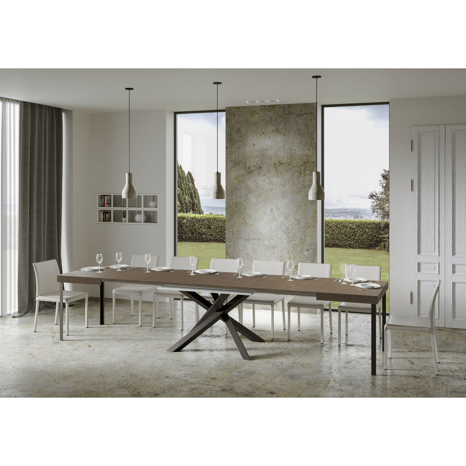 Table extensible 90x160/420 cm Volantis taupe pieds anthracite