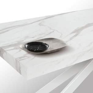 Tavolo CAMAIORE in legno, finitura bianco statuario e gambe a X in metallo bianco, allungabile 160x90 cm - 240x90 cm