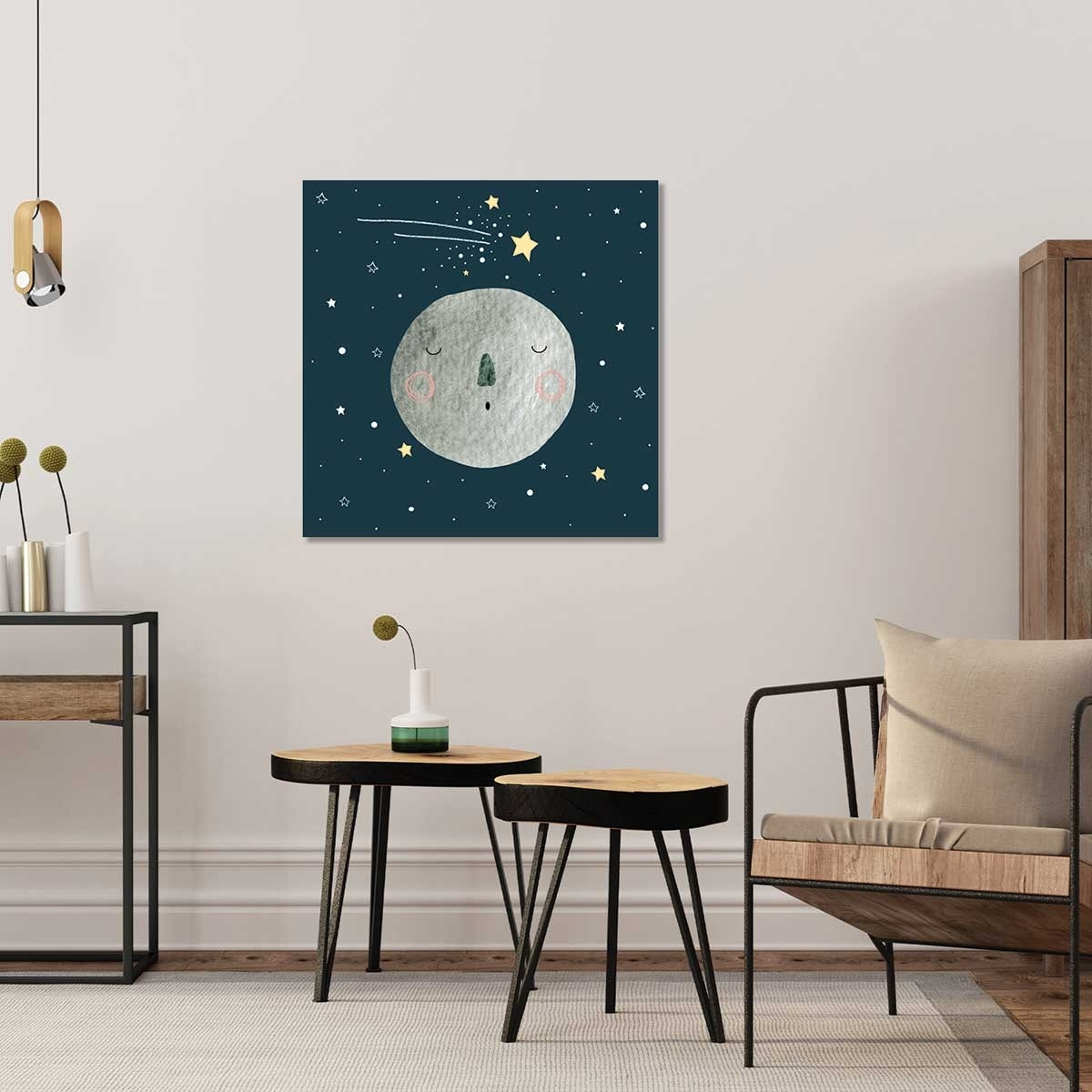 Tableau gris lune pour enfant Toile imprimée