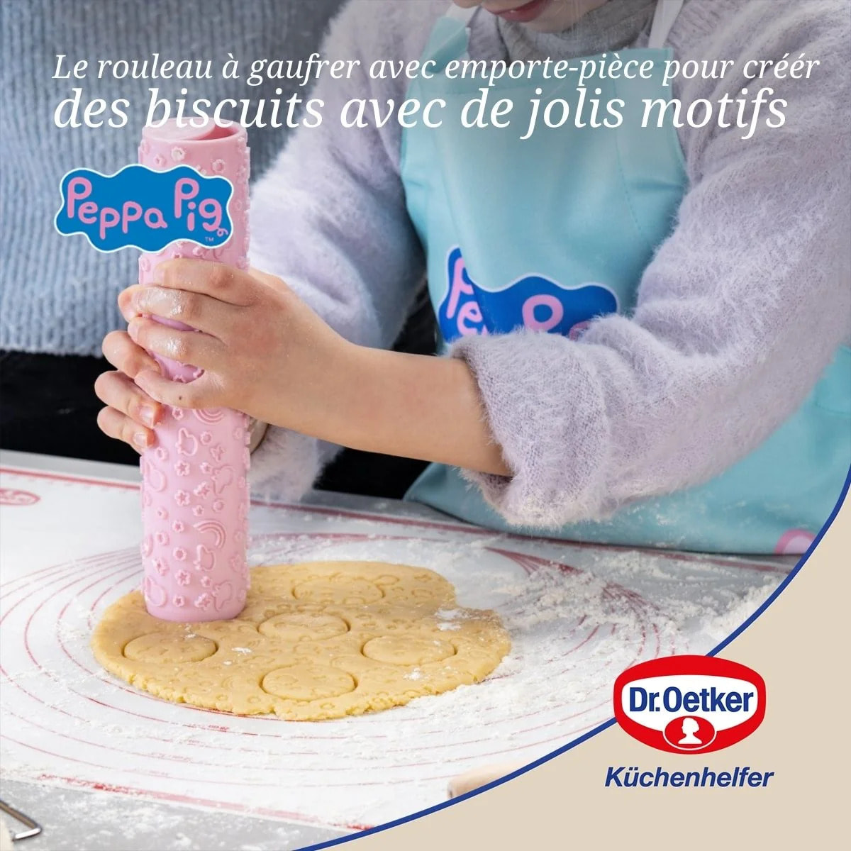 Rouleau à gaufrer la pâte avec emporte-pièce 23 cm Dr. Oetker Peppa Pig