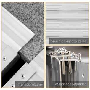 Rampa para Sillas de Ruedas Plegable, 91 cm, Carga 270 kg, Rampa Portátil de Aluminio Antideslizante con Bordes de Seguridad y Asa, para Escaleras, Puertas, Discapacitados