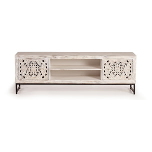 Mueble TV de Madera de Mango 170 Cm Estilo Étnico Boho Tallado