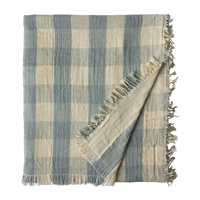 Plaid imprimé en gaze de coton, DAISY, Bleu ciel