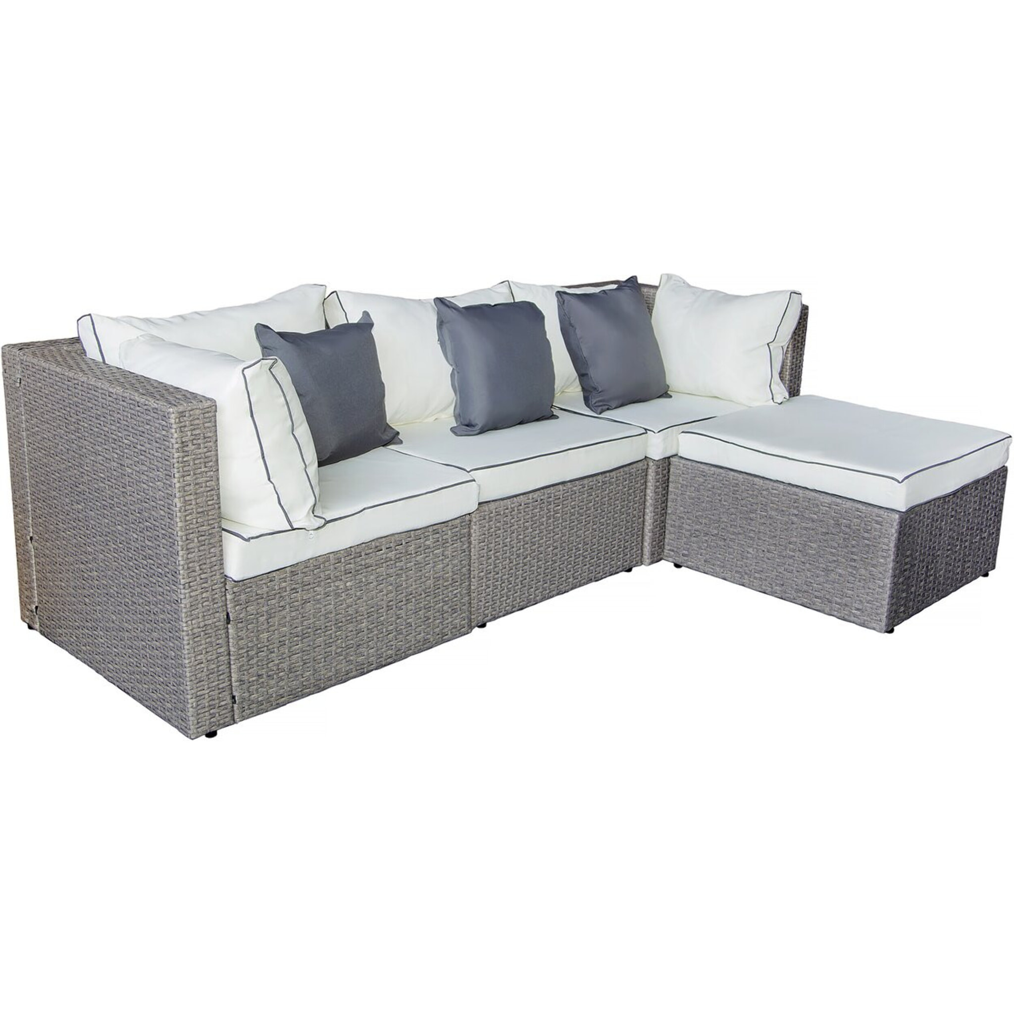 Salon de jardin bas en résine tressée "Kuba" - 3 places - Gris