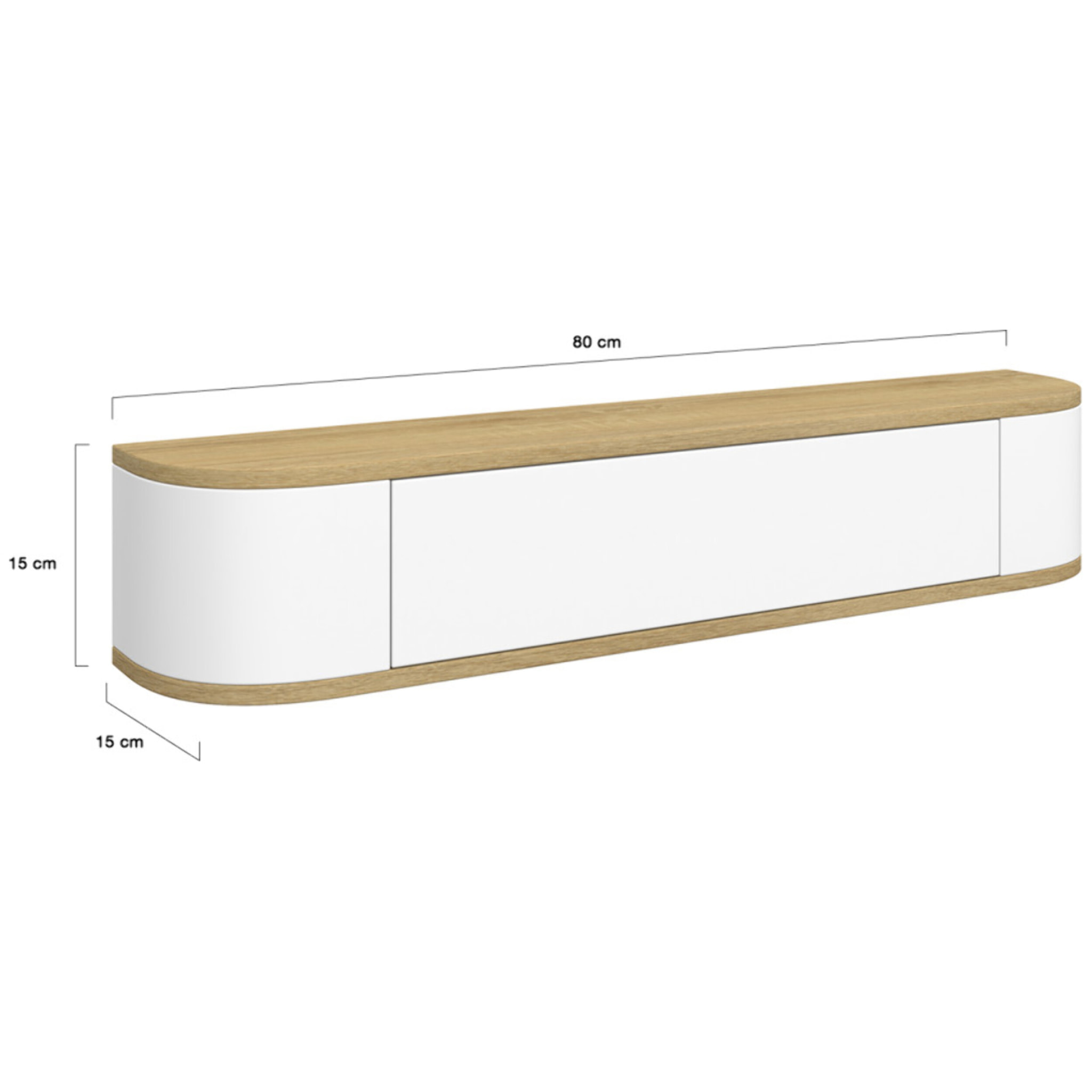 Console suspendue Elora 1 porte effet hêtre et blanc
