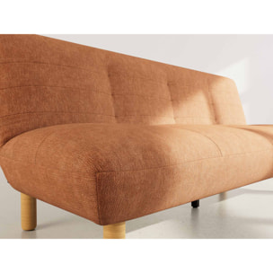 Soan - Banquette 2 places convertible clic-clac en velours texturé - Terracotta