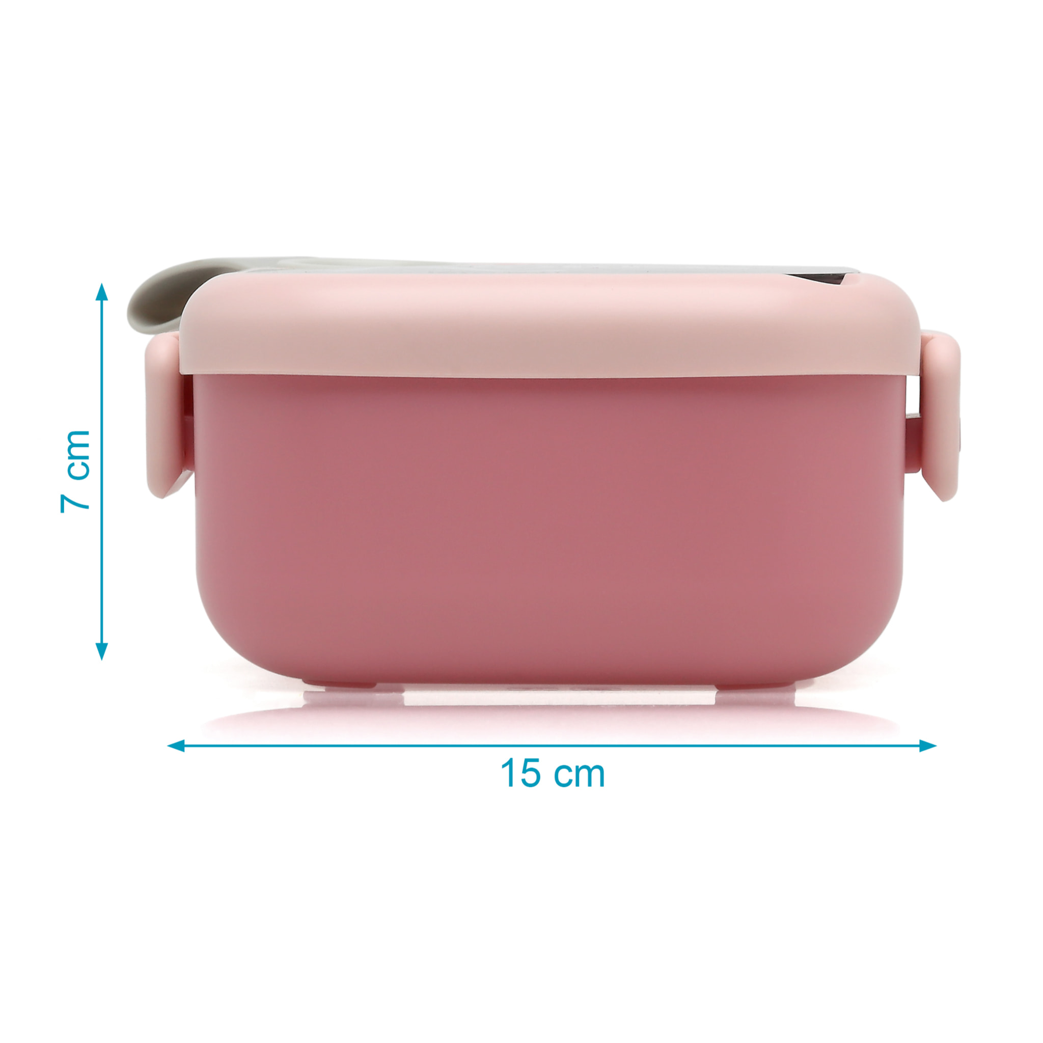 CAJA ALMUERZO ROSA CON CUCHARA GRIS