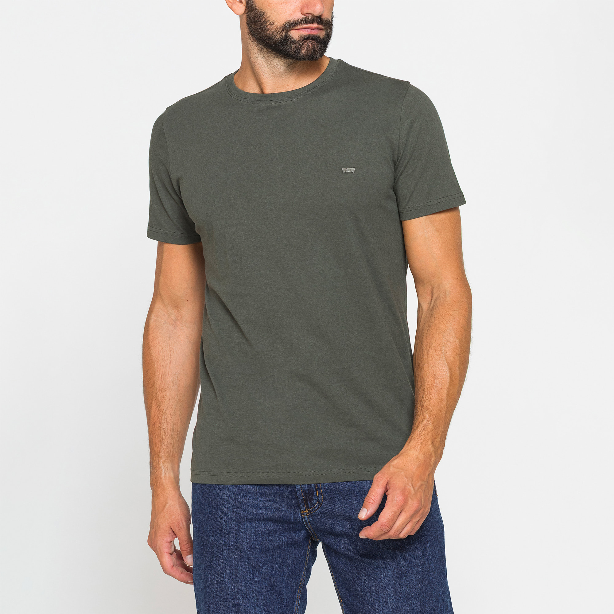 T-SHIRT GIROCOLLO IN COTONE TINTA UNITA