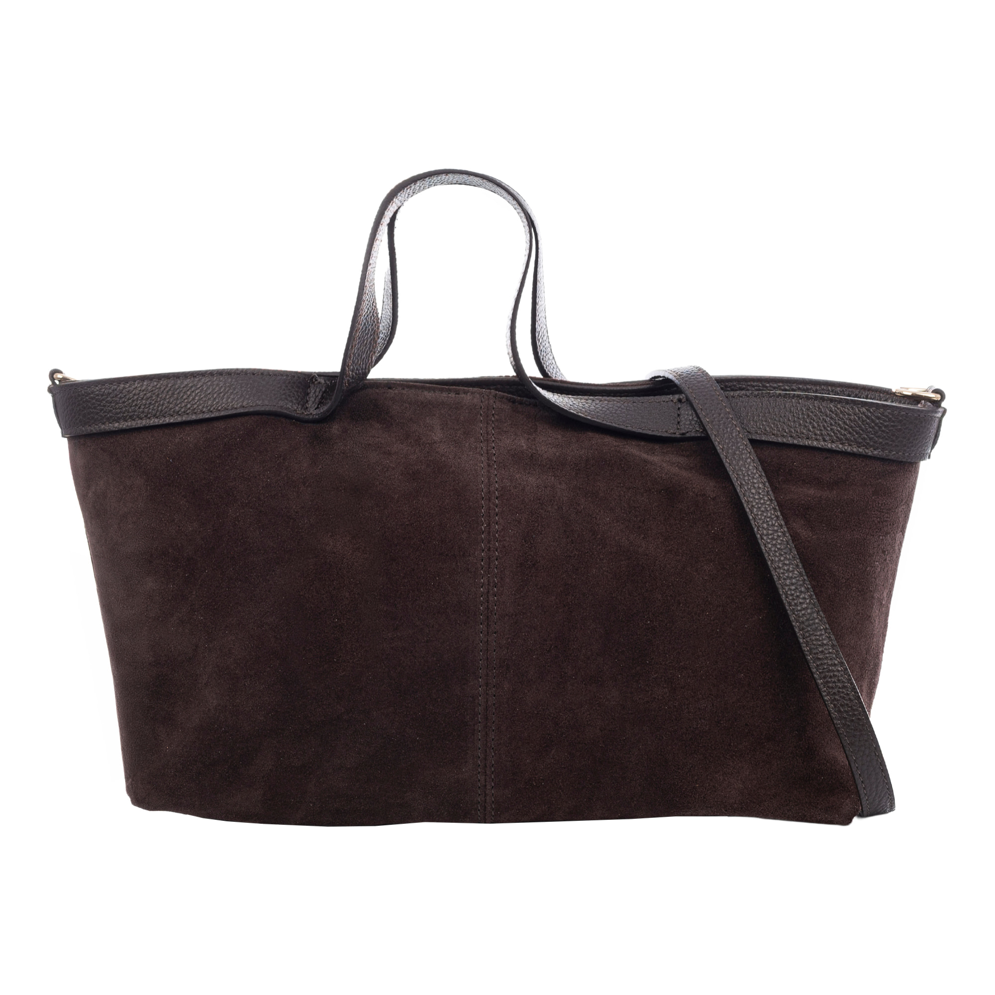 Bassignana Bolso Tote Mujer. Piel auténtica Gamuza con detalles Dollaro.