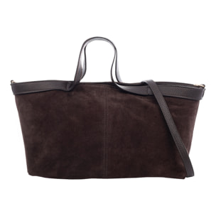 Bassignana Bolso Tote Mujer. Piel auténtica Gamuza con detalles Dollaro.