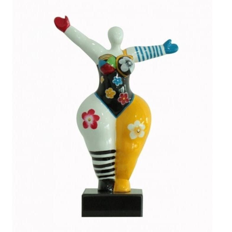 Statuette Femme Bras Levés multicolore H34cm - LADY FLEURIE