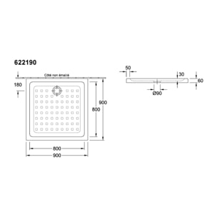 Receveur 90 x 90 Villeroy & Boch O.Novo céramique carré blanc