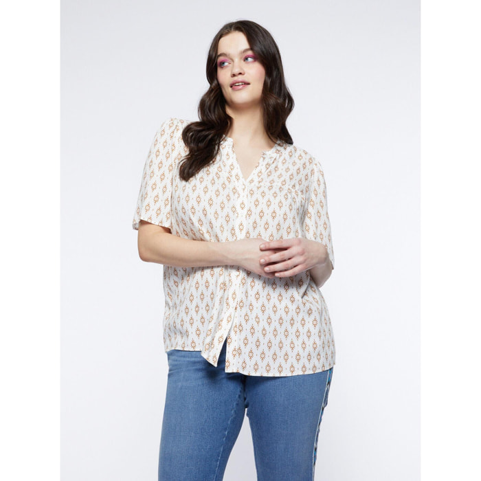 Fiorella Rubino - Camisa con estampado étnico - Blanco