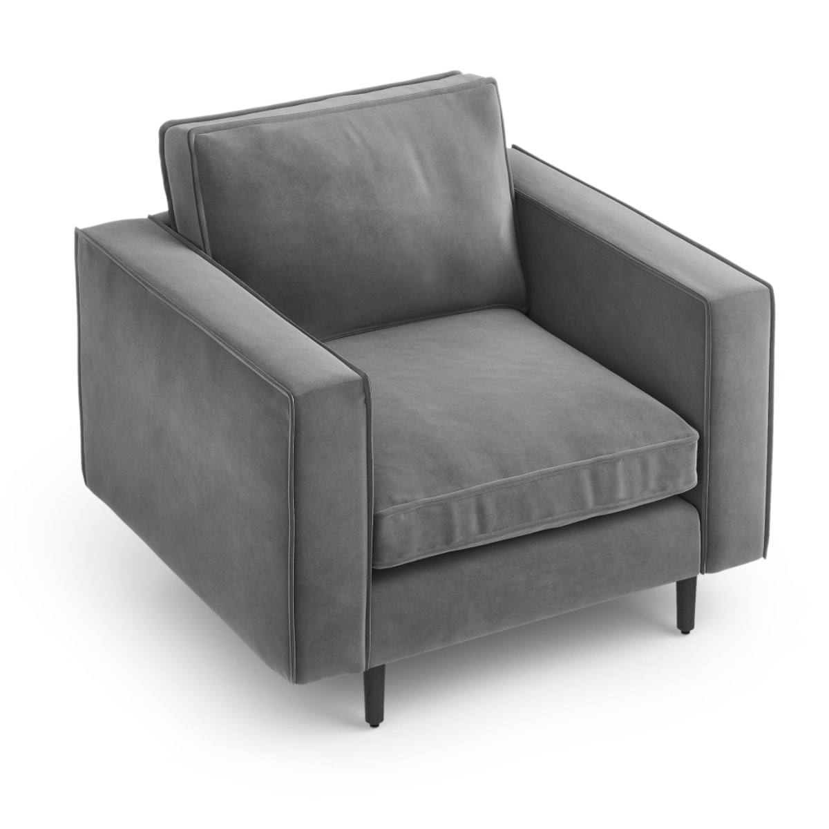 Fauteuil "Alexis" en velours gris clair