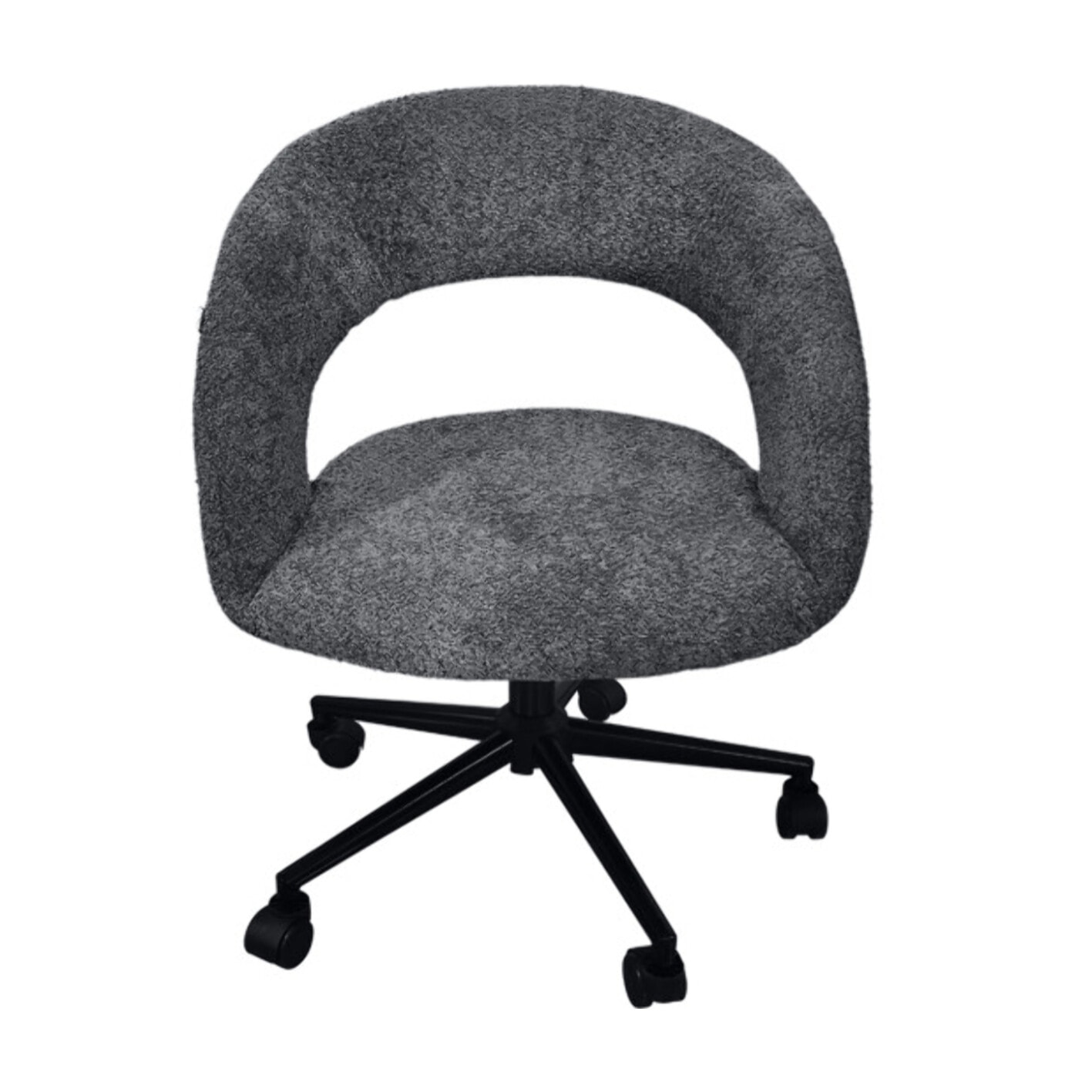 Fauteuil de bureau pivotant 360° tissu bouclette et roulettes - LEON