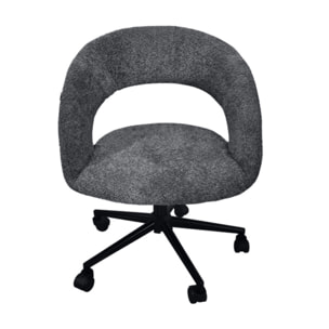 Fauteuil de bureau pivotant 360° tissu bouclette et roulettes - LEON