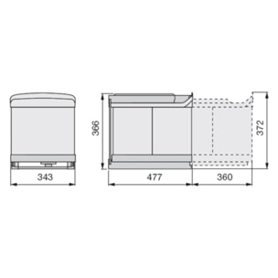 Poubelle coulissante automatique 2 x 16 L EMUCA - Acier Inox