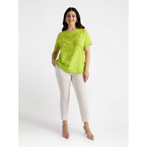 Fiorella Rubino - T-shirt con ricamo floreale - Giallo