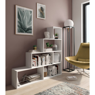 Libreria Design Zig Zag Scaffale Mensola Moderna 6 Vani A Giorni Ripiani Mobile Libri per Soggiorno Salotto Camera Studio 143x144.9x27.9 Cm Bianco