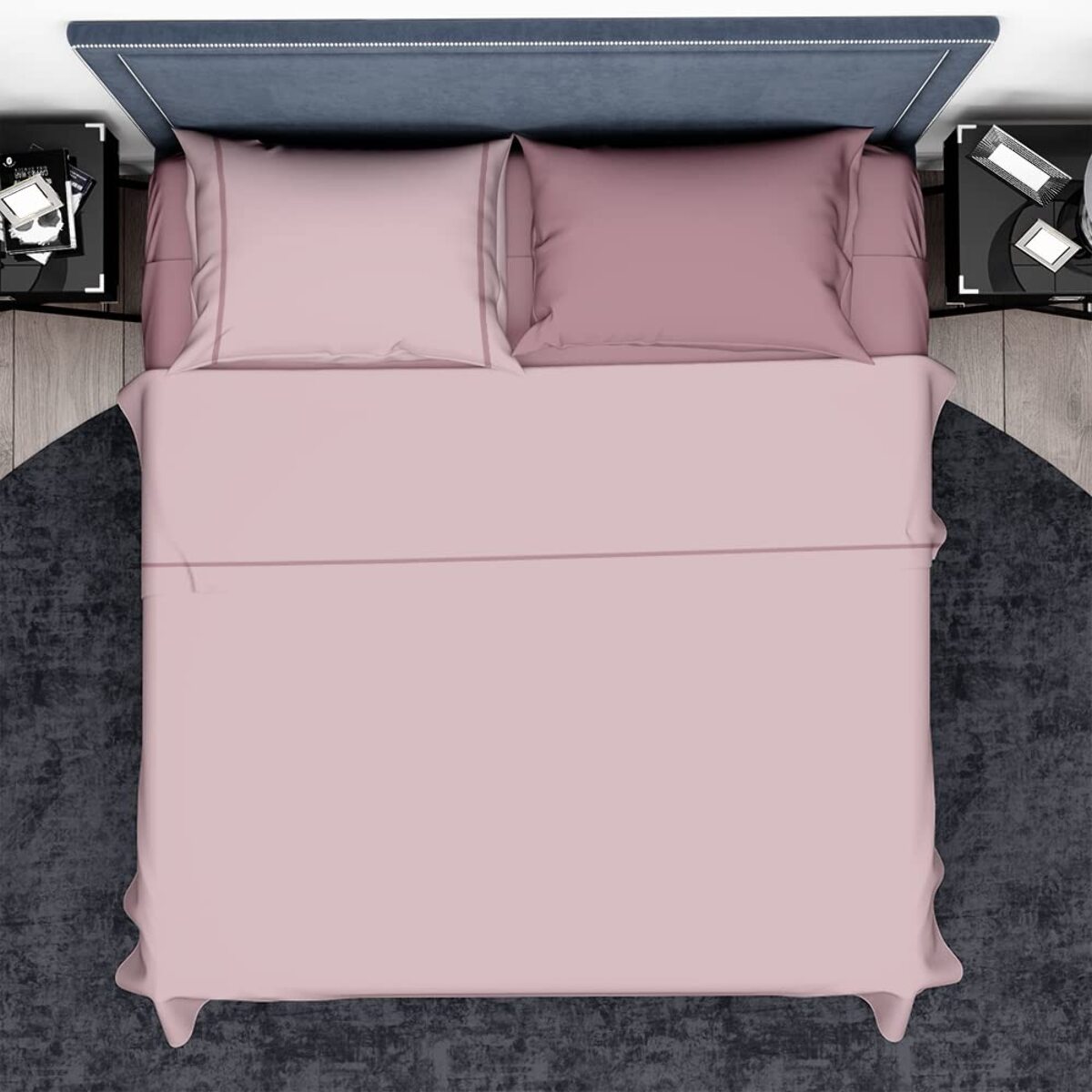 INTRECCI Completo Lenzuola Letto in Cotone Bicolore, Set Biancheria Letto 1 Piazza e Mezza Lenzuolo con Angoli + Lenzuolo Sopra + 1 Federa Zephyr Rosa