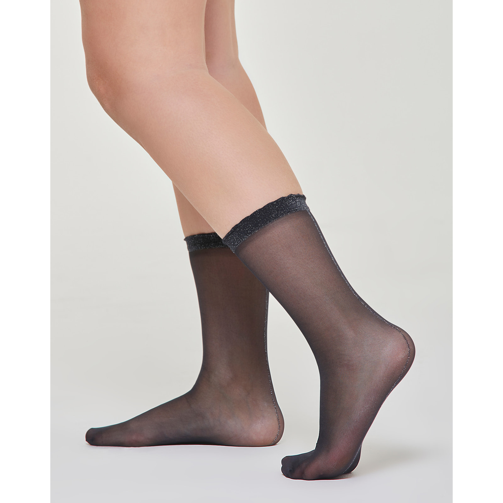 Calzino velato Alina con bordo a cappettine