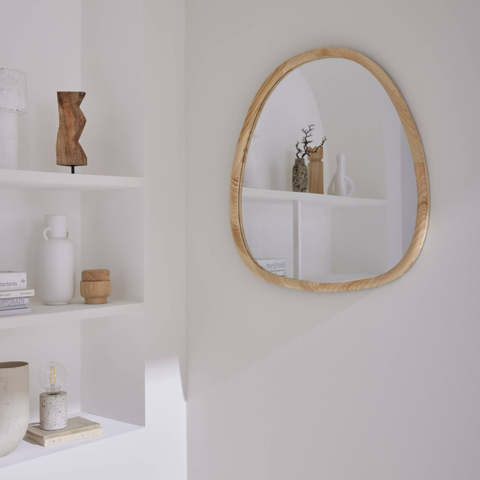 Miroir organique en bois de sapin 75cm couleur naturelle CHARLIE  L 75 x l 70 x E 3cm
